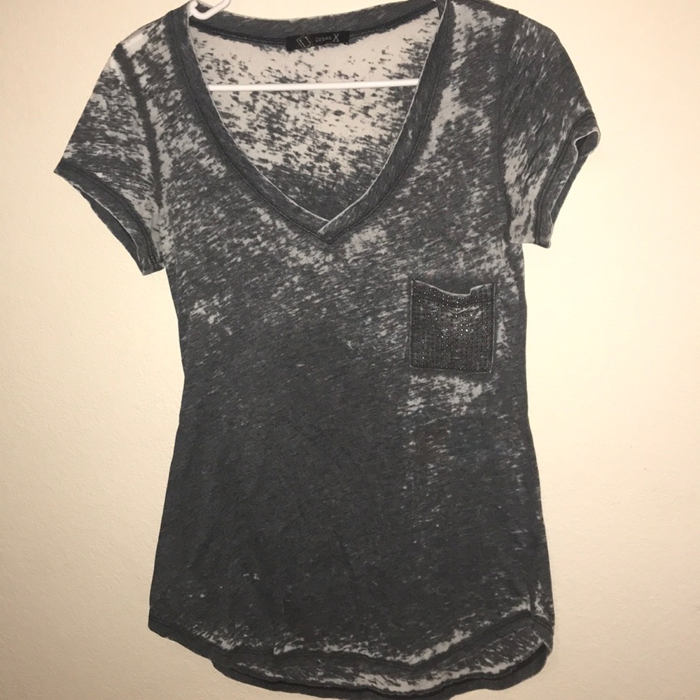 Urban X grey and white T-shirt with bling pocket